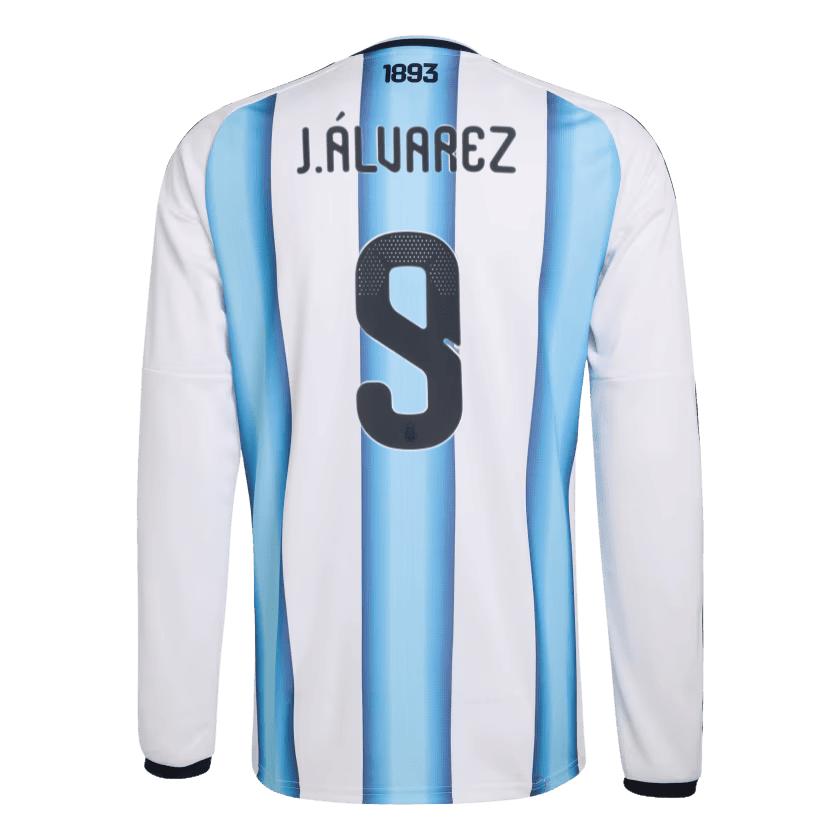 Julian-Alvarez-Long-Sleeve-2.png Julian Alvarez 2026 Argentina Long Sleeve Home Jersey - Image 1